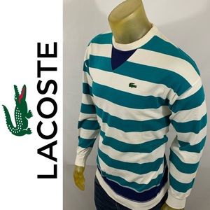 Lacoste Crew-Neck Striped Logo Sweatshirt